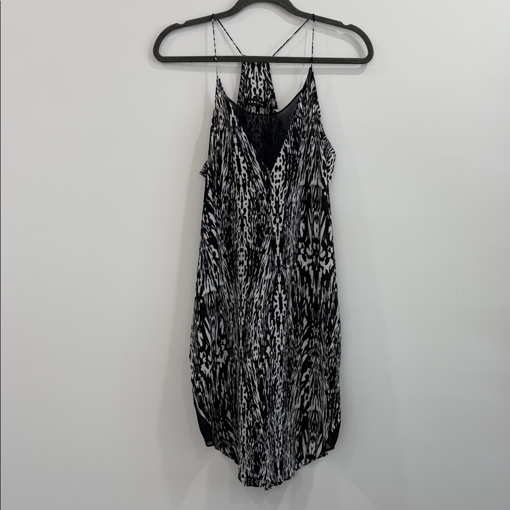 Black & White Printed Spaghetti-Strap Dress